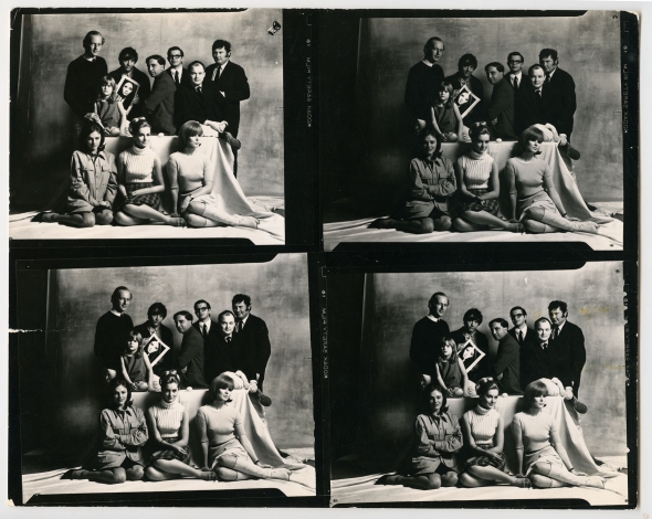 Contact print of four frames from the shoot
